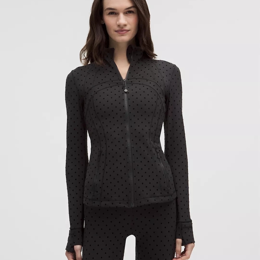 Lululemon POLKA FLOCK Define Jacket Size 4 XS Black Polka Dot Full Length Black